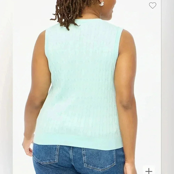J Crew Sweater Shell Mint Green Cable Knit Sleeveless Sweater NWT Size 3X Cotton - Picture 3 of 6